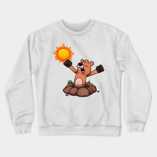 Yawning Groundhog Waking Up Crewneck Sweatshirt by TheMaskedTooner